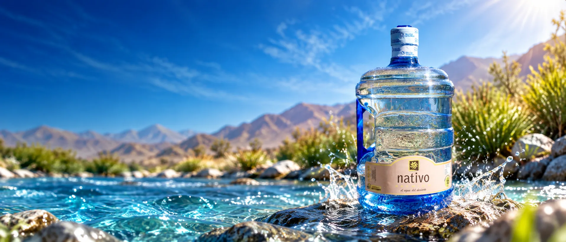 Bidón de agua Nativo Premium en un río de la cordillera