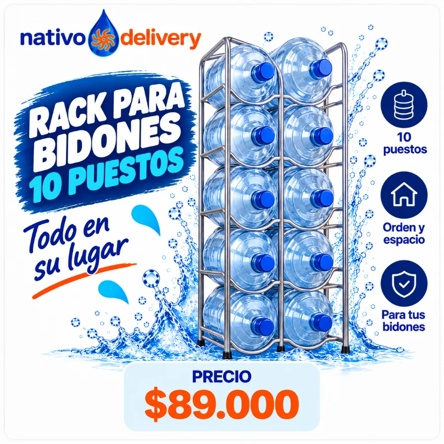 Rack para 10 bidones: $89.000. Ir al producto