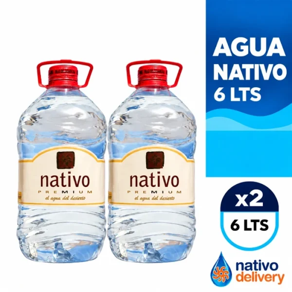 Botella de agua purificada Nativo Premium 6 litros, el agua del desierto