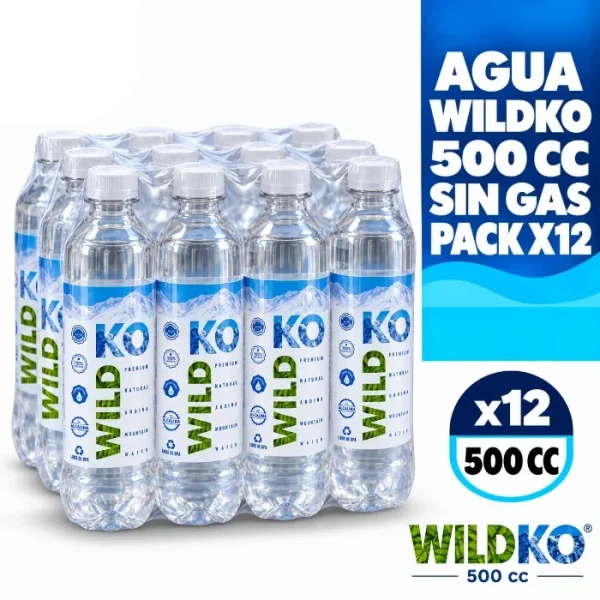 Pack de 12 botellas de agua Wildko sin gas de 500cc